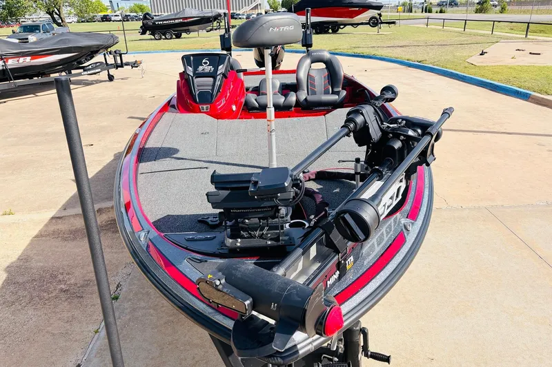 Slide: The Image of 2020 Nitro Z21 Pro bass boat with advanced fishing equipment on display. - 3