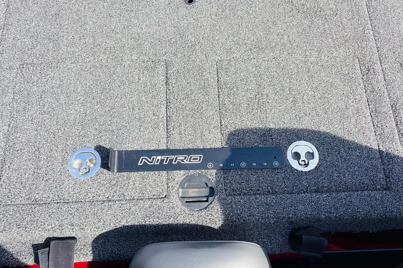 Slide: The Image of 2020 Nitro Z21 Pro boat deck with measurement scale and logo. - 51