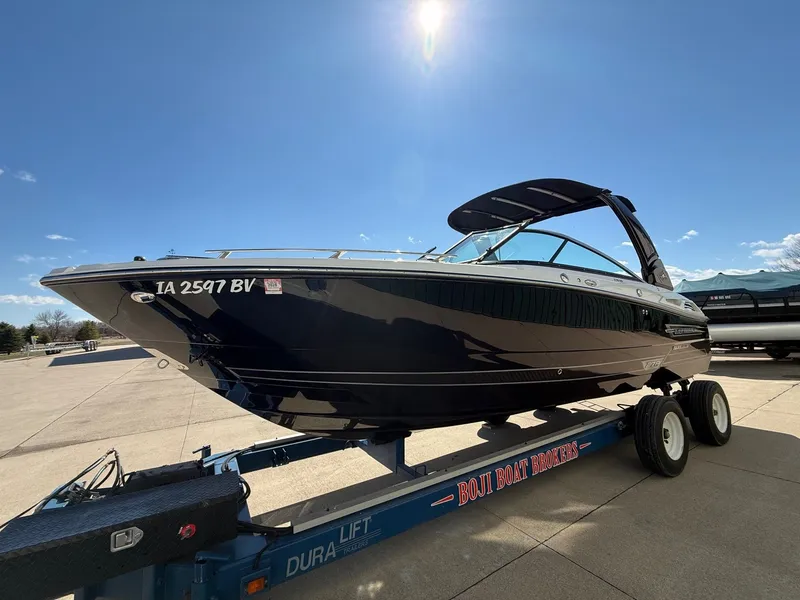 Slide: The Image of 2022 Monterey 278SS Super Sport on trailer under sunny skies. - 2
