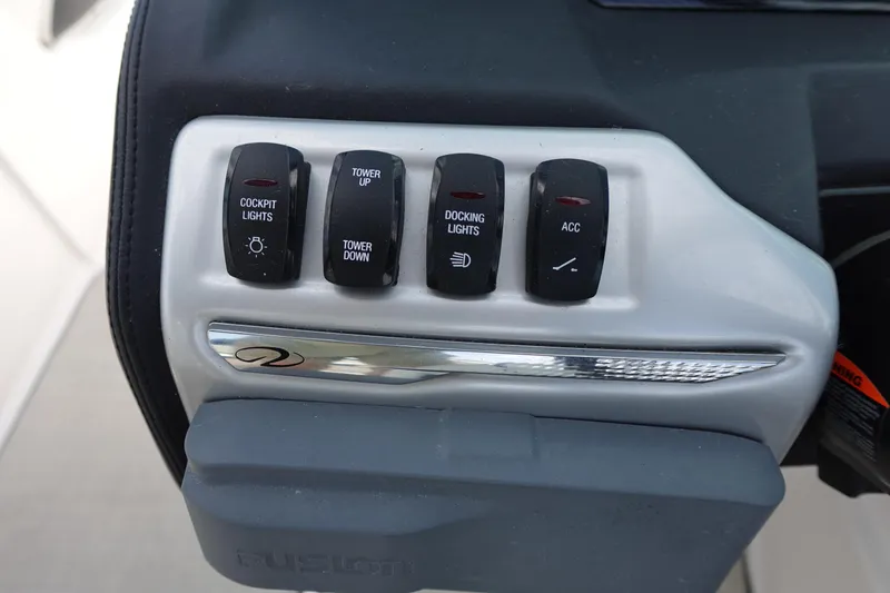 Slide: The Image of Control panel of 2021 Regal 23 OBX boat with light and tower switches. - 27