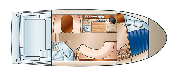 Slide: The Image of Bathroom interior of 2005 Silverton 330 Sport Bridge yacht, featuring a compact toilet. - 38