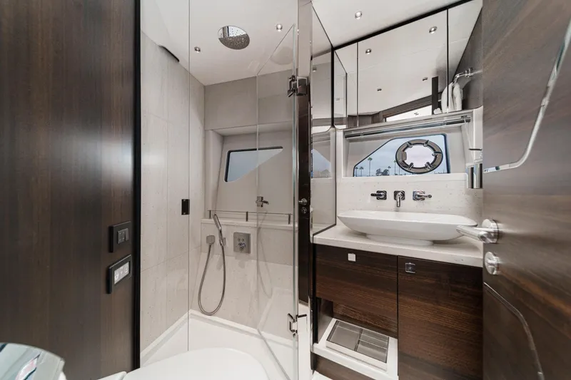 Slide: The Image of Luxurious bathroom in 2023 Sunseeker 65 Sport Yacht with modern fixtures and elegant design. - 44