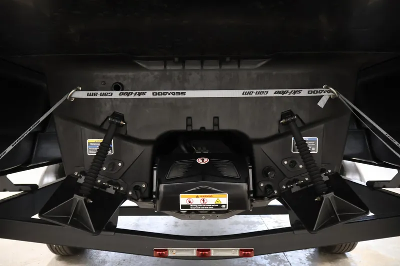Slide: The Image of 2025 Sea-Doo Switch Fish 21 trailer hitch and suspension system close-up. - 36