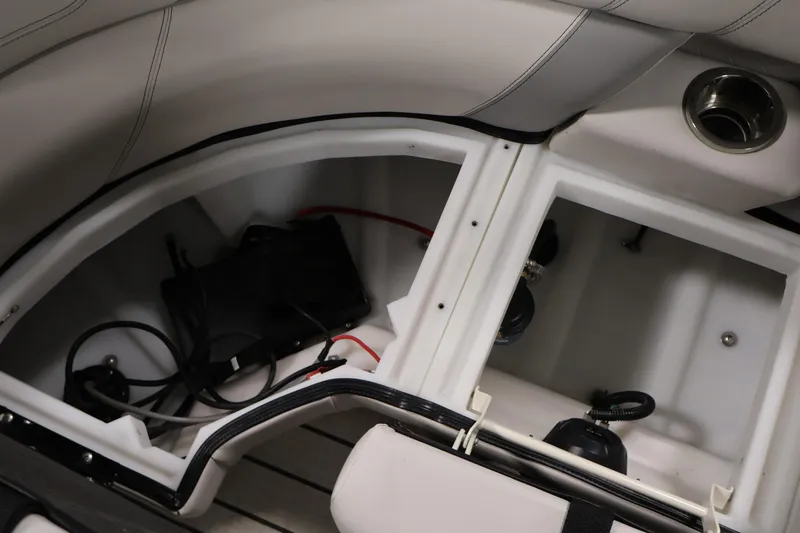 Slide: The Image of Interior storage compartments of a 2021 Viaggio Diamante U boat, showcasing organized space. - 32