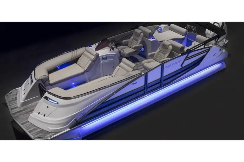 Slide: The Image of Manufacturer Provided Image: 2020 Crest Savannah 250 SLRC pontoon boat with blue LED lighting. - 14