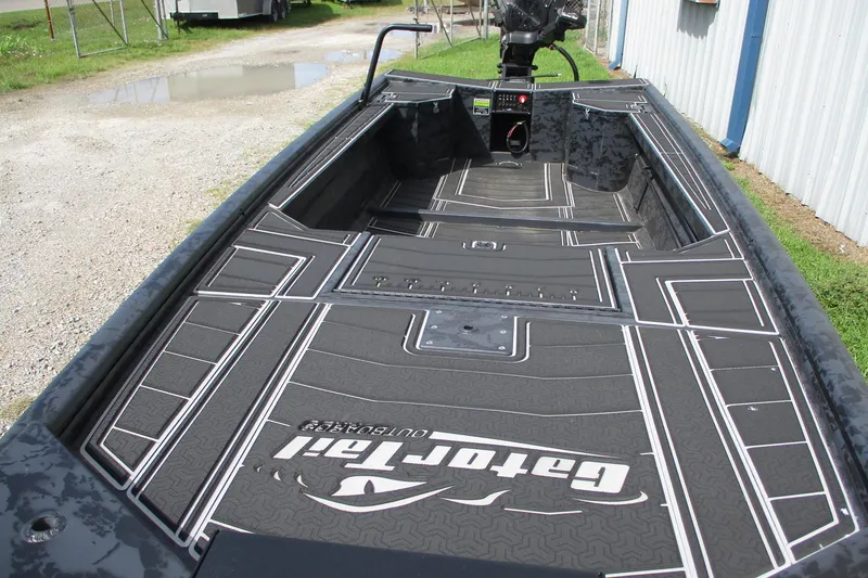 Slide: The Image of 2026 Gator Tail 1854 Extreme boat interior with sleek black design and modern features. - 6