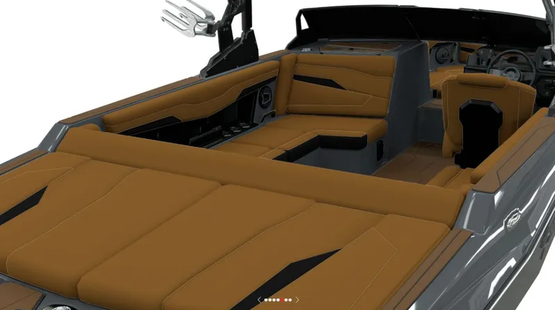 Slide: The Image of Interior of Axis T220 boat, brown upholstery, model year 2026. - 5