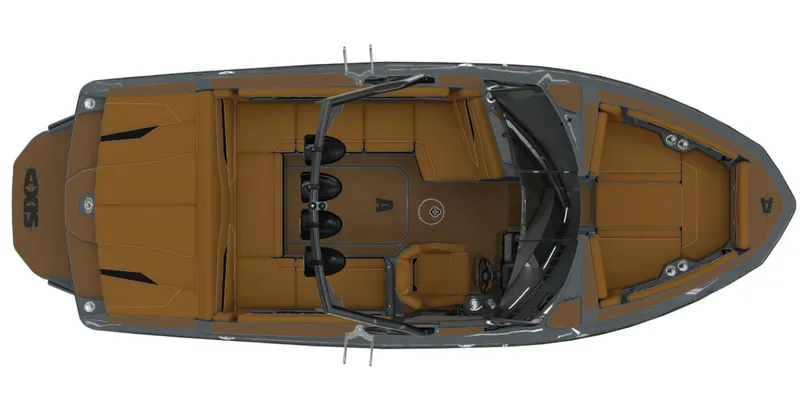 Slide: The Image of Top view of Axis T220 boat, 2026 model, featuring brown interior. - 6