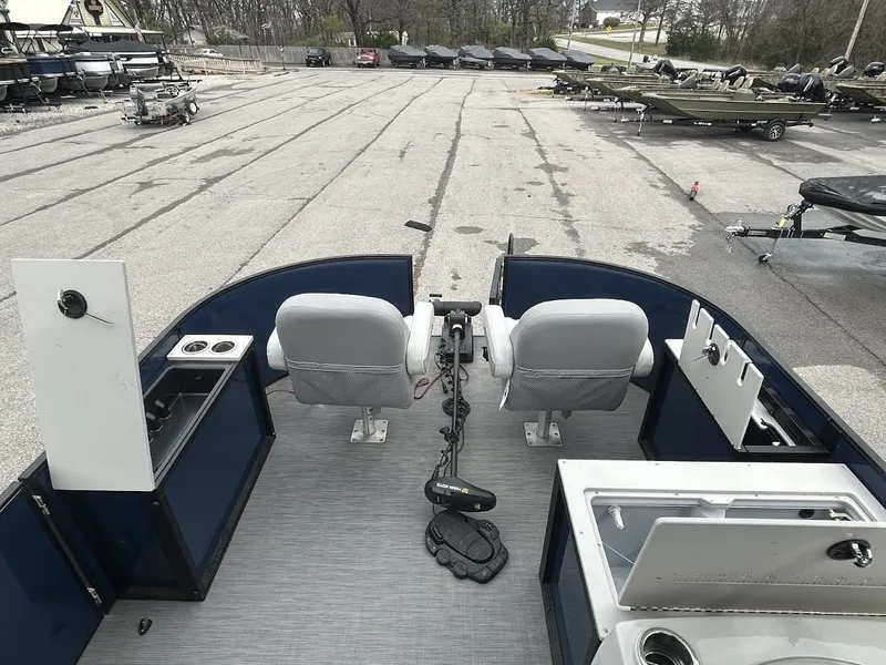 Slide: The Image of 2024 Lowe SS214 pontoon boat on parking lot, interior view. - 10