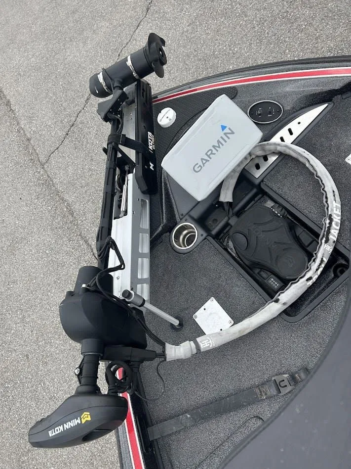 Slide: The Image of Triton 18TRX 2021 boat with Garmin and Minn Kota equipment. - 15