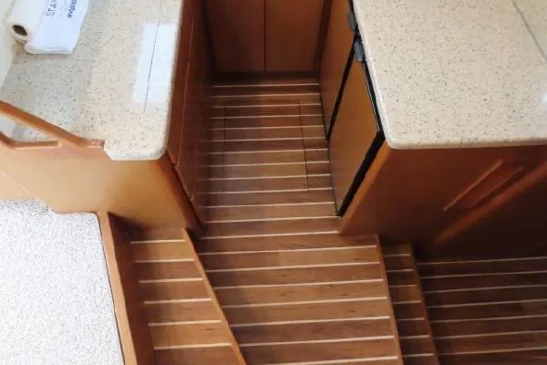 Slide: The Image of Interior view of 2011 Henriques 42 Flybridge with wooden flooring and countertops. - 9