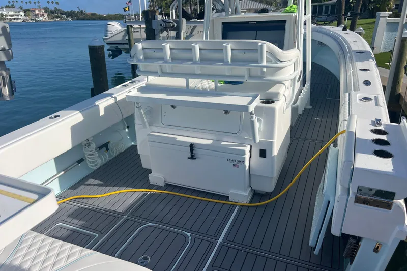 Slide: The Image of 2024 Contender 35 ST boat interior with modern design and spacious deck. - 9