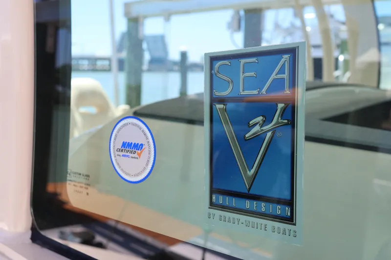 Slide: The Image of 2021 Grady-White Canyon 336 boat with SEA V2 hull design and NMMA certification. - 33