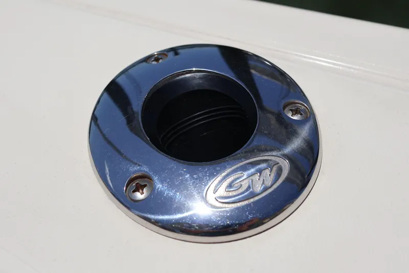 Slide: The Image of Chrome fitting on 2021 Grady-White Canyon 336 boat deck. - 51