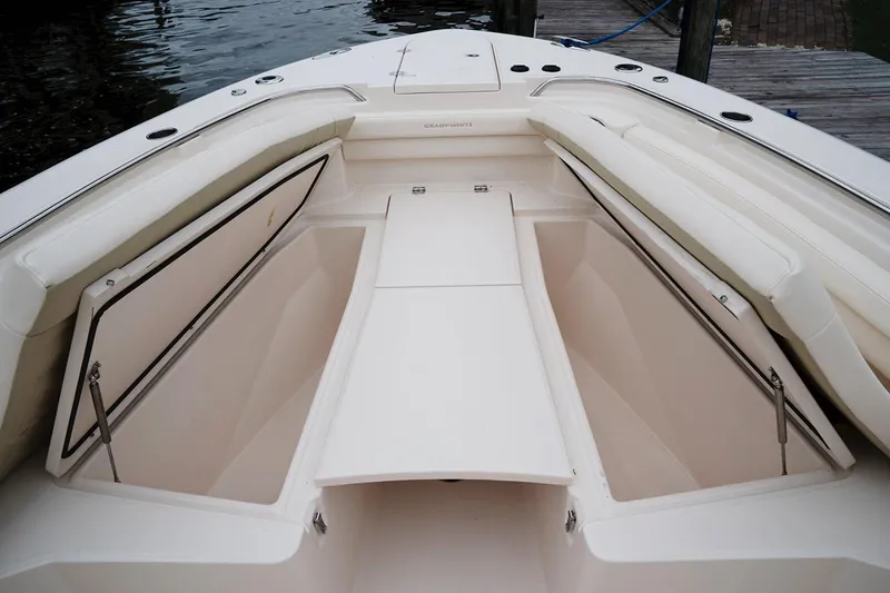 Slide: The Image of Manufacturer Provided Image: 2021 Grady-White Canyon 336 boat with open storage compartments at the bow. - 73