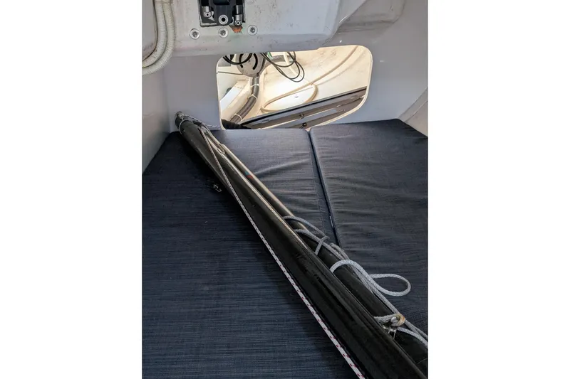 Slide: The Image of Interior view of 2018 J Boats J/121 sailboat, featuring cabin details and equipment. - 29