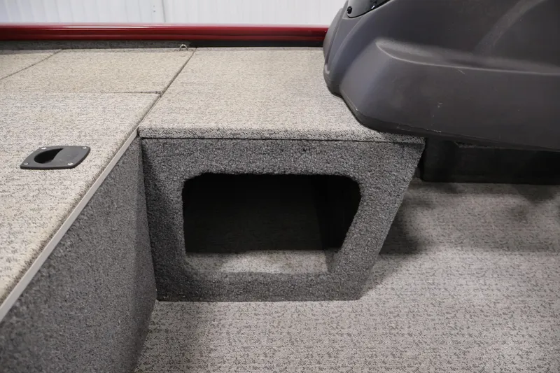 Slide: The Image of 2022 Tracker Pro 170 boat interior with carpeted storage compartment. - 36