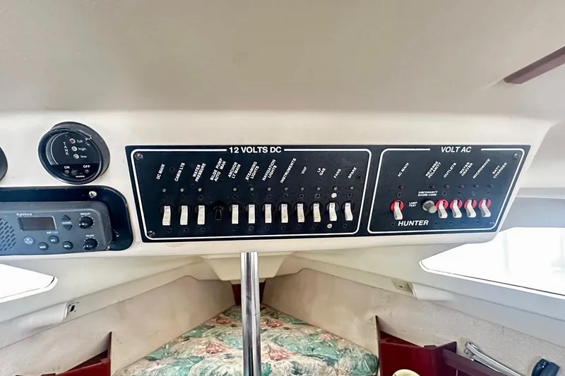 Slide: The Image of Electrical control panel of a 1996 Hunter Marine 280 sailboat interior. - 9