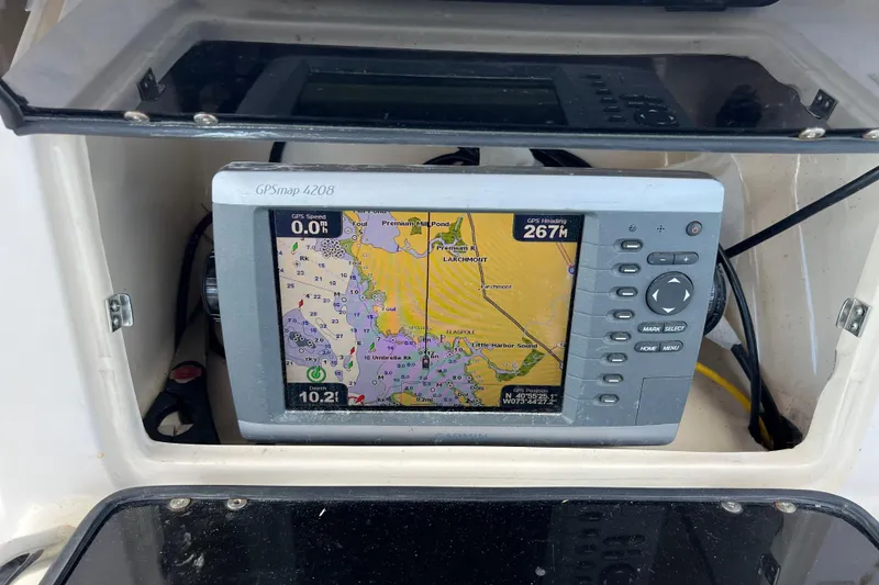 Slide: The Image of GPS navigation system on 2005 Grady-White Islander 270 boat dashboard. - 9
