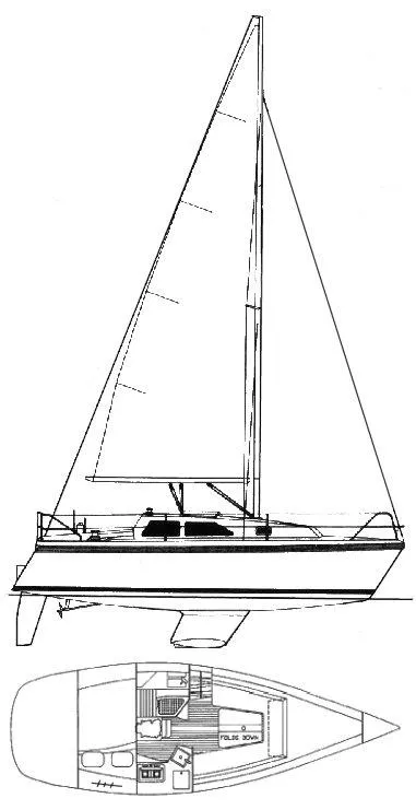 Slide: The Image of Drawing of a 1992 Hunter 27 sailboat. - 22