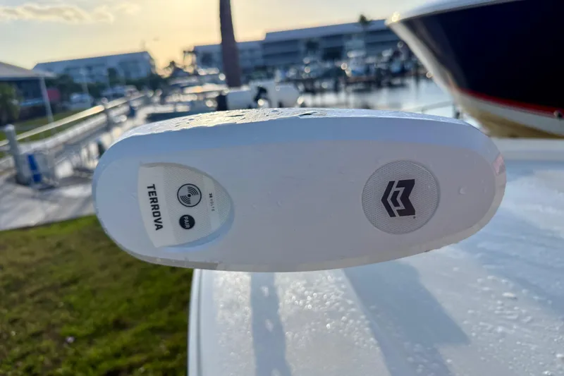 Slide: The Image of Close-up of a Terrova trolling motor on a 2025 Pathfinder 2300 HPS boat. - 28