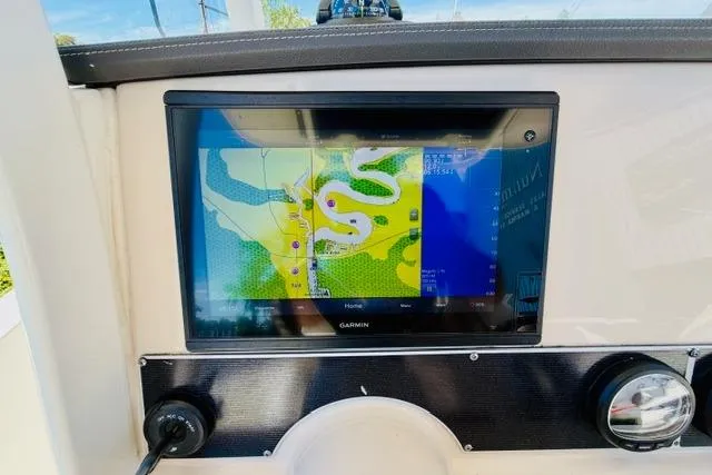 Slide: The Image of Garmin navigation display on 2021 Boston Whaler 270 Dauntless boat dashboard. - 13