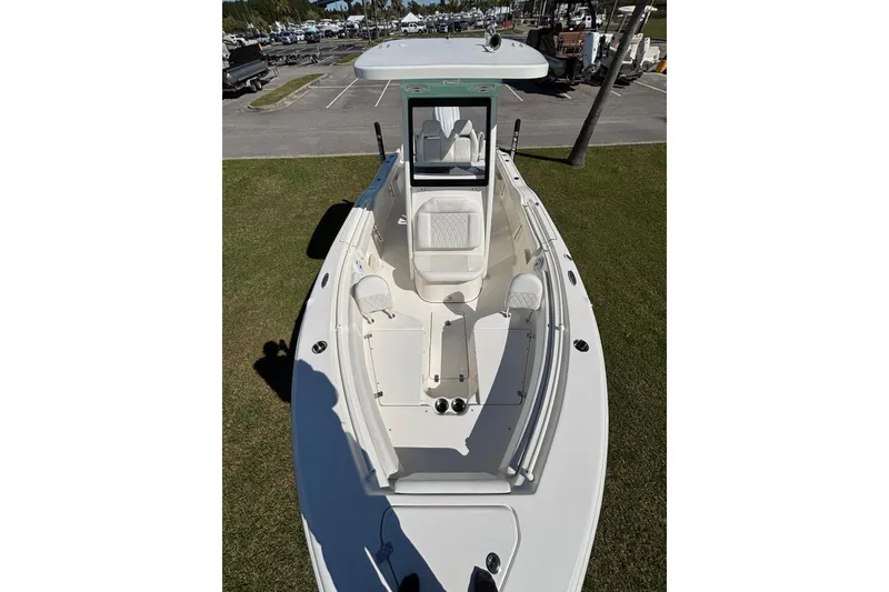 Slide: The Image of 2026 Key West 239 FS boat with white seating and spacious deck. - 10