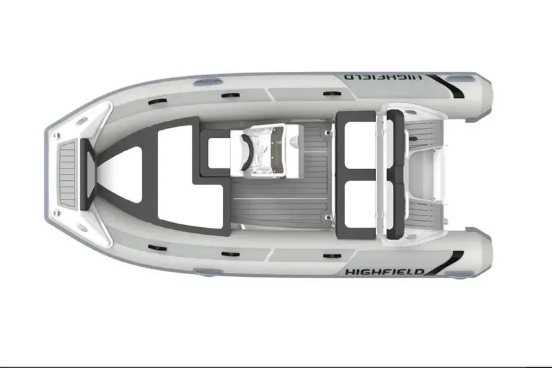 Slide: The Image of Top view of 2025 Highfield Sport 390 inflatable boat, showcasing sleek design and layout. - 11