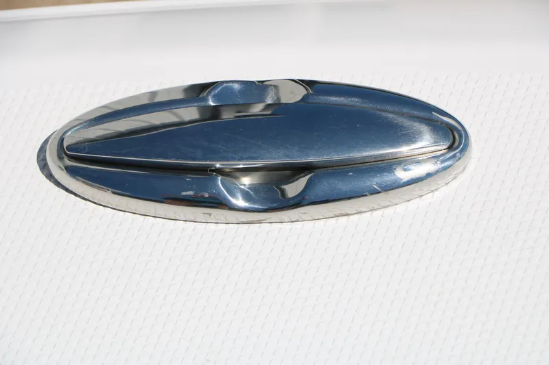 Slide: The Image of Chrome boat cleat on 2026 Robalo 246 Cayman deck. - 40