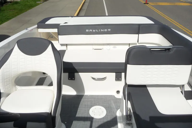 Slide: The Image of 2021 Bayliner VR5 Bowrider I/O interior with stylish seating and modern design. - 7