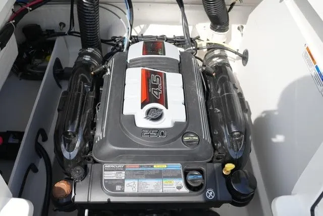 Slide: The Image of Engine compartment of a 2026 Bayliner VR6 Bowrider I/O with a 4.5L Mercury engine. - 20