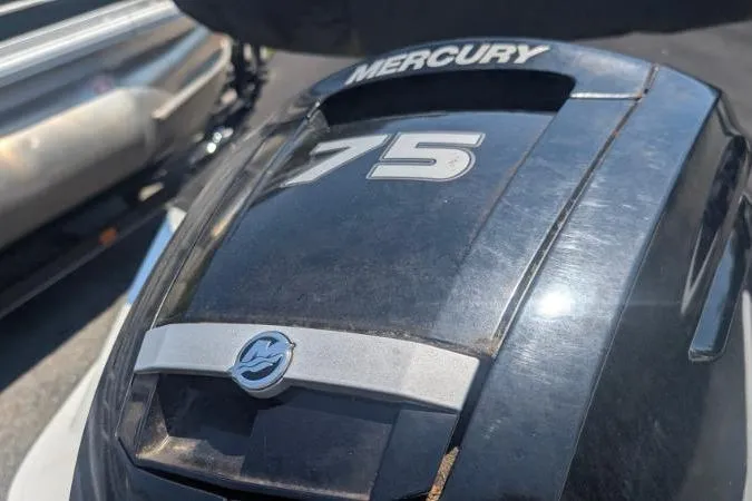 Slide: The Image of Mercury 75 horsepower engine on a 2021 Tahoe T16 boat. - 4