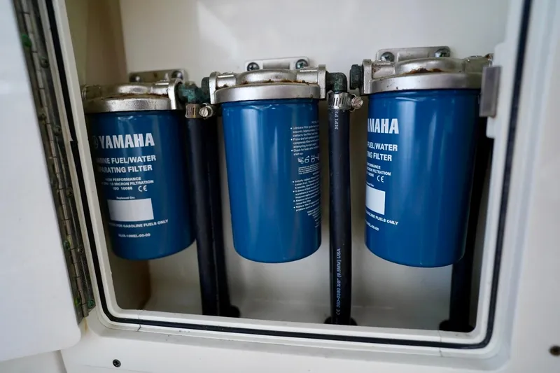 Slide: The Image of Yamaha marine fuel/water separating filters in 2019 Cobia 344 Center Console boat. - 37