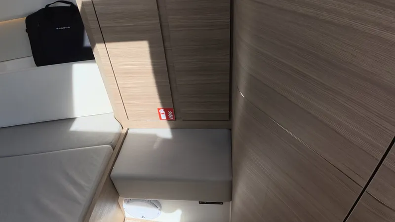 Slide: The Image of Interior of the Saxdor 400 GTS with wood paneling and seating area. - 31