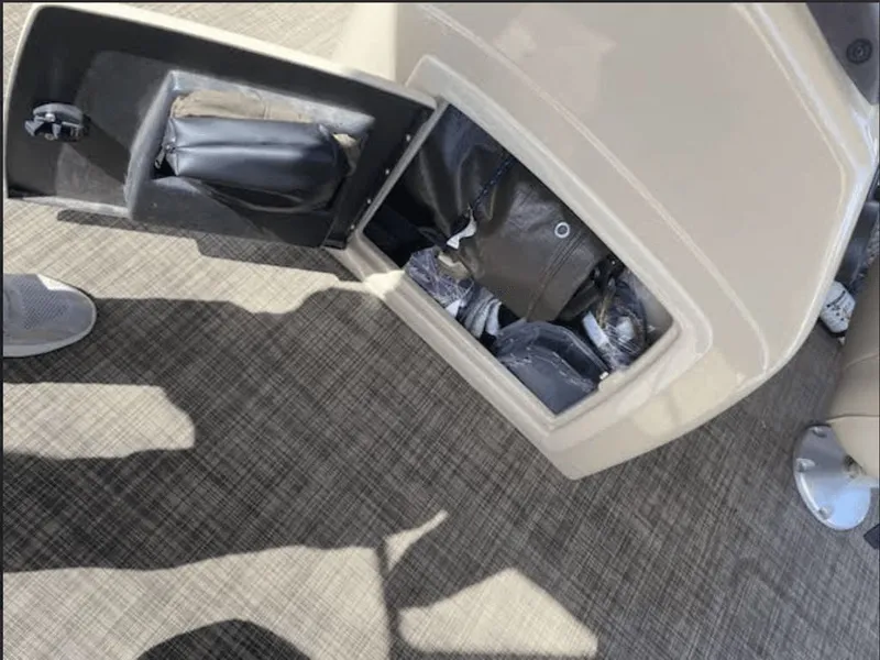 Slide: The Image of Storage compartment in SunCatcher 18F Pontoon boat, 2019 model. - 8