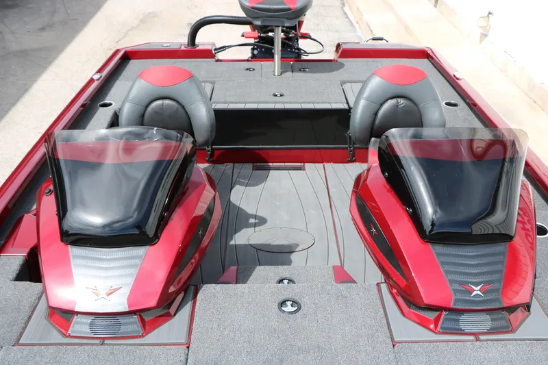 Slide: The Image of 2026 Vexus AVX 1985s boat interior with dual seats and sleek design. - 26