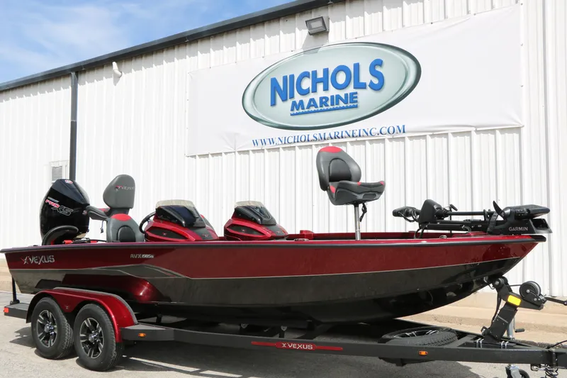 Slide: The Image of 2026 Vexus AVX 1985s boat at Nichols Marine dealership. - 3