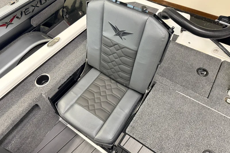 Slide: The Image of 2026 Vexus AVX 1985s boat seat with gray upholstery and logo detail. - 34