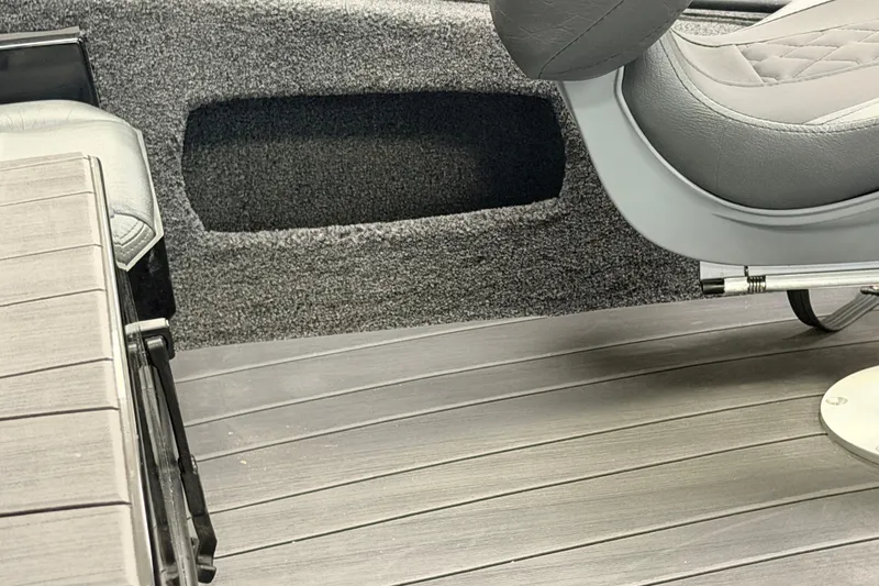 Slide: The Image of Interior of 2026 Vexus AVX 1985s boat, featuring seating and flooring details. - 43