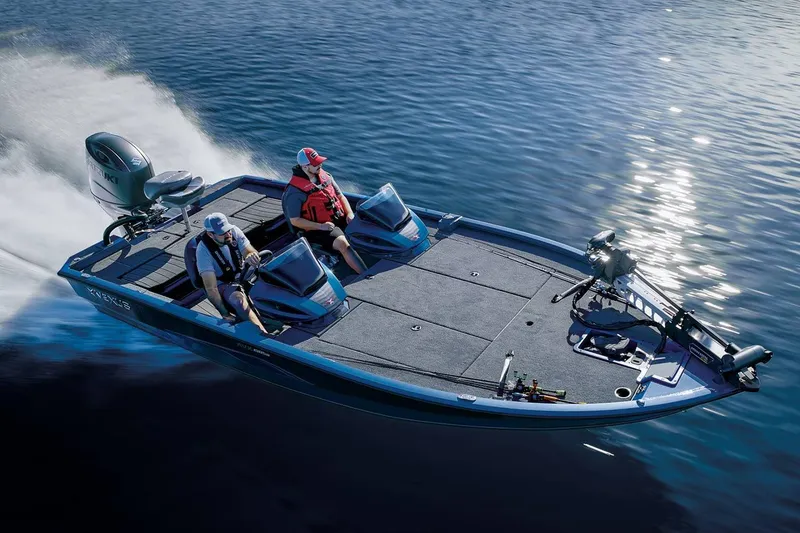 Slide: The Image of Manufacturer Provided Image: 2026 Vexus AVX 1985s boat cruising on a sunny lake with two passengers. - 47