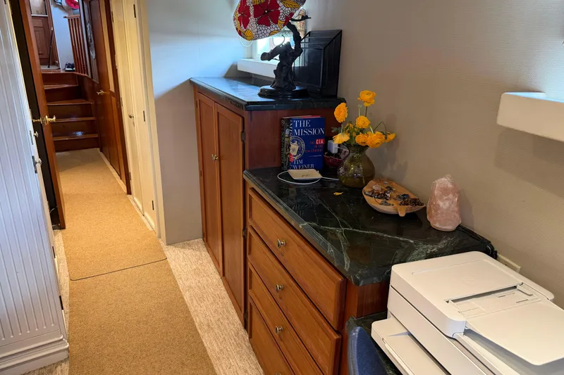 Slide: The Image of Luxurious black sink with gold fixtures in 1997 Real Ships 61' Islander yacht bathroom. - 20