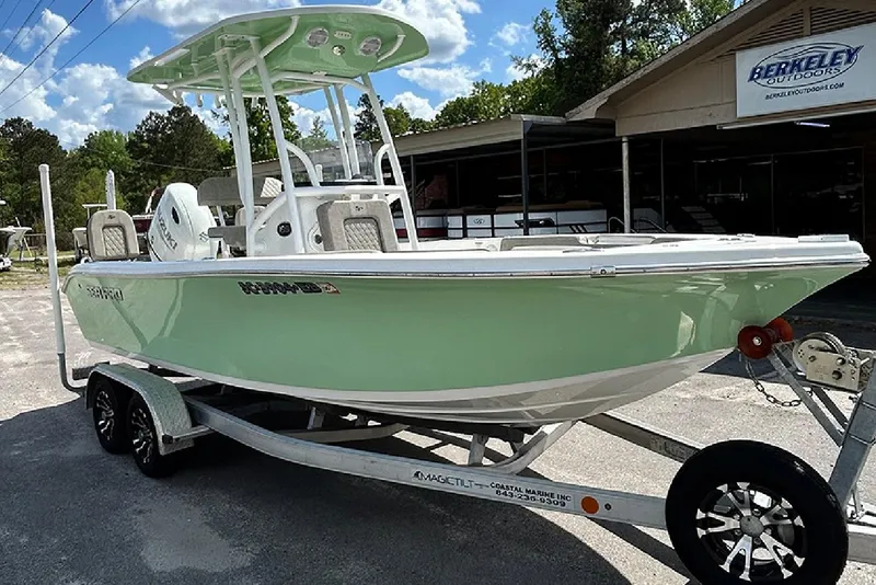 Slide: The Image of 2023 Sea Pro 199 Deep V Center Console boat on trailer at Berkeley Outdoors. - 3