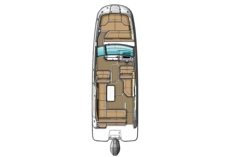 Slide: The Image of Top view layout of 2019 Sea Ray SDX 250 Outboard boat interior. - 8