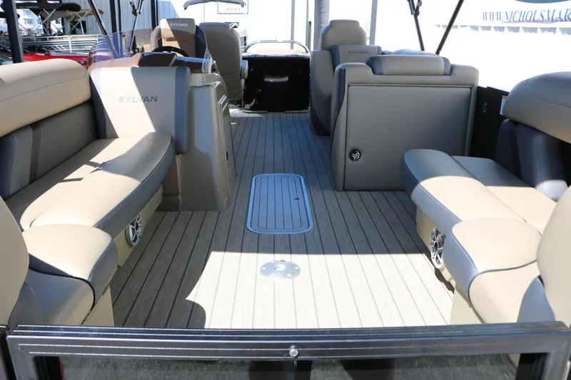 Slide: The Image of 2026 Sylvan Mirage X3 Party Fish interior with spacious seating and modern design. - 14