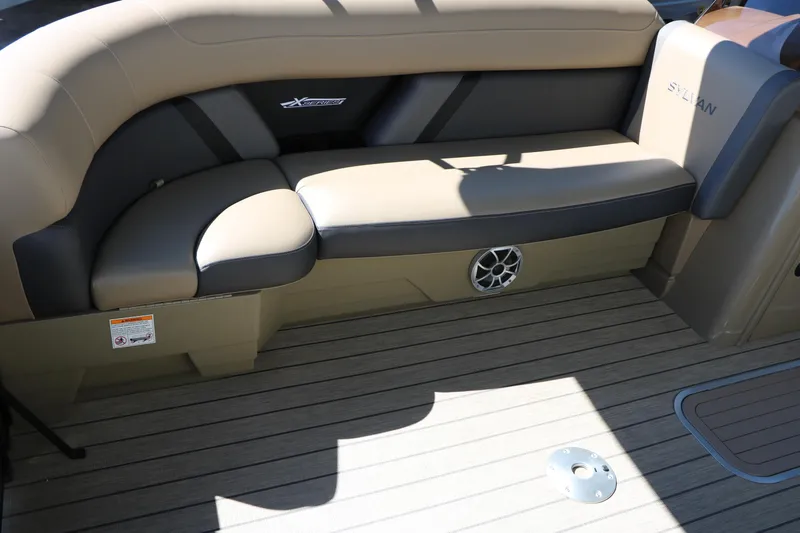 Slide: The Image of Luxurious seating on the 2026 Sylvan Mirage X3 Party Fish boat deck. - 18