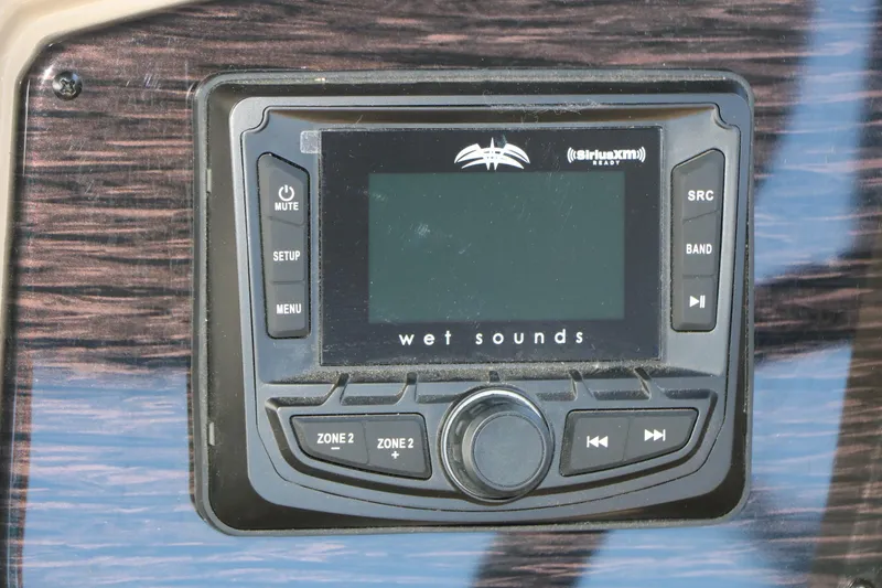 Slide: The Image of Wet Sounds audio system on 2026 Sylvan Mirage X3 Party Fish boat dashboard. - 31
