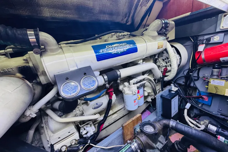 Slide: The Image of Engine room of a 1999 Sea Ray 400 Sedan Bridge with Diamond Performance Series engine. - 95