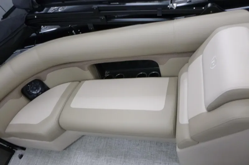 Slide: The Image of Luxurious seating in the 2026 Premier 230 Sunsation RF - CL boat interior. - 12
