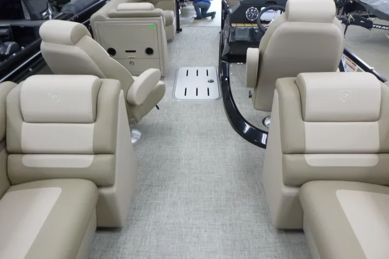 Slide: The Image of Luxurious interior of 2026 Premier 230 Sunsation RF - CL pontoon boat. - 4