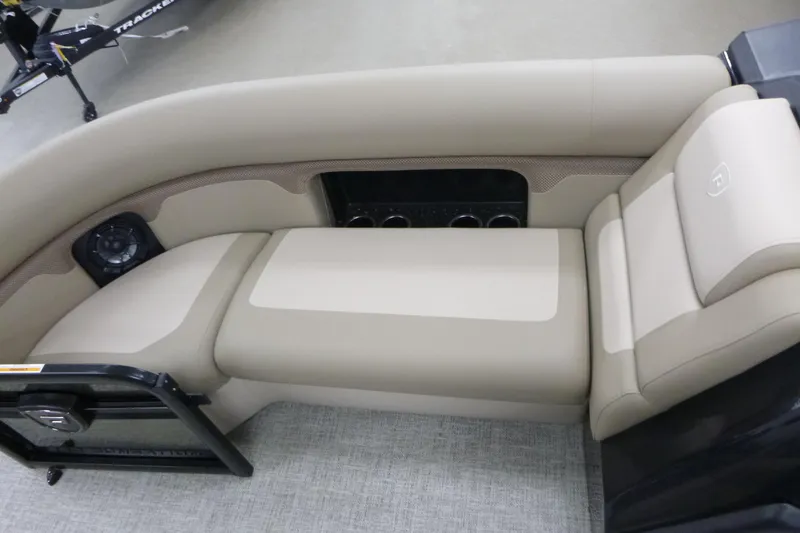 Slide: The Image of Luxurious seating in 2026 Premier 230 Sunsation RF - CL pontoon boat interior. - 5
